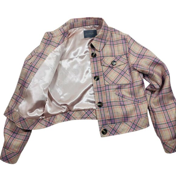 checked plaid short jacket boomber s multi color by Culture women size 38 - Picture 6 of 16